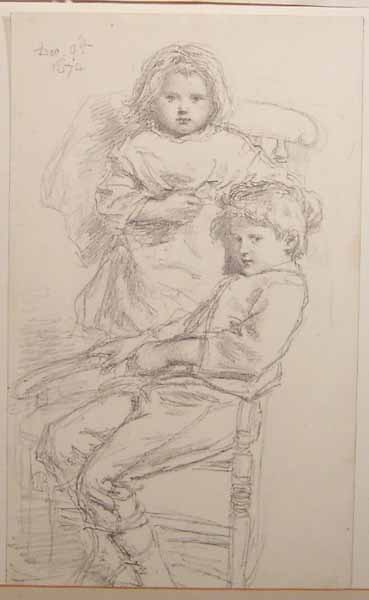 Study of Two Children Seated